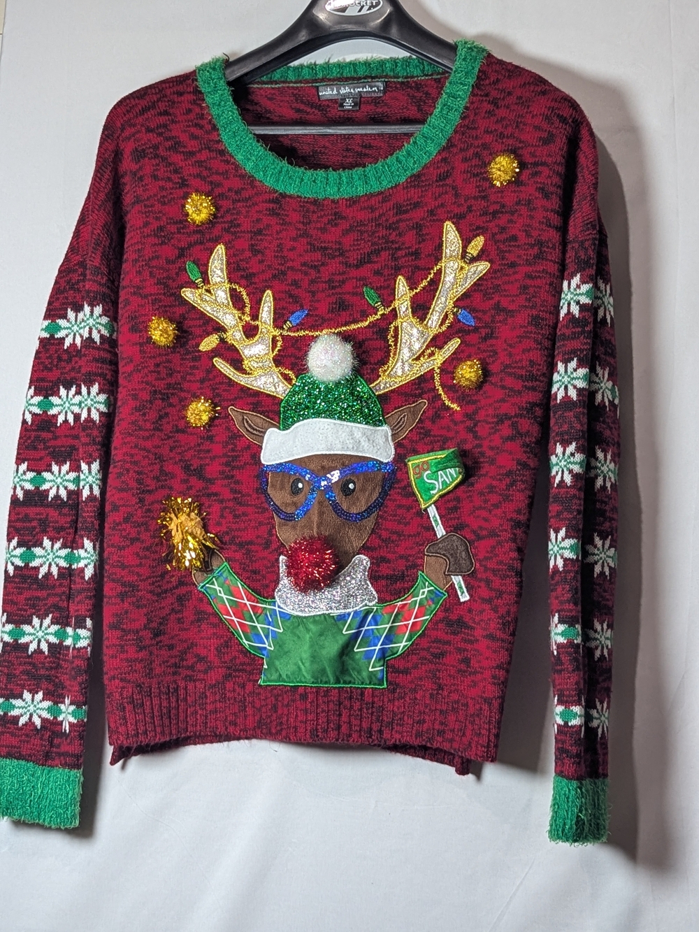 United States Sweaters Holiday Reindeer Elf Christmas Ugly Sweater XL